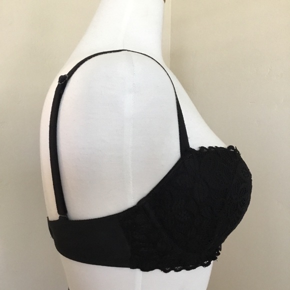 PINK Victoria's Secret Bra Black Lace Push-up Size 34DD - Picture 2 of 7